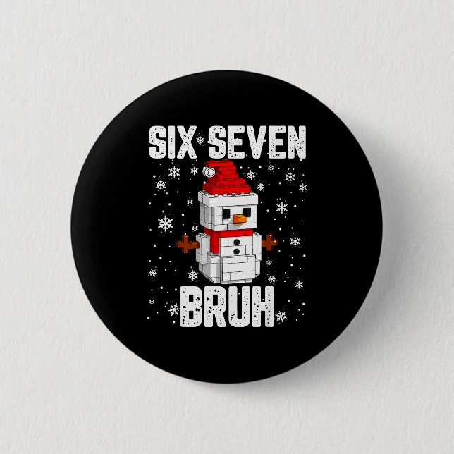 Badge Rond 5 Cm 67 Six Seven Bruh Snowman Building Blocks Christma (Devant)