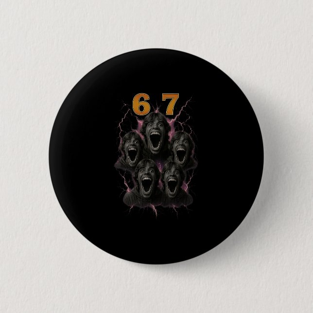Badge Rond 5 Cm 67 Six Seven Contrefaçon 6 7 Conception de Meme Dr (Devant)
