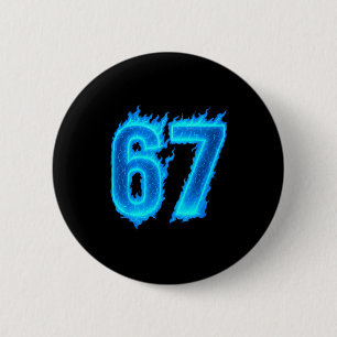 Badge Rond 5 Cm 67 Six Seven Flamme Bleue Colorée Drôle 6 7 Moi