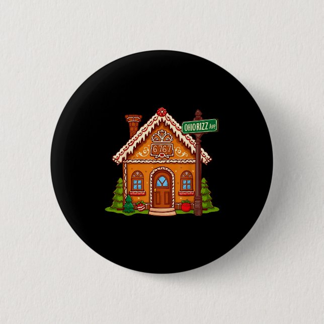 Badge Rond 5 Cm 67 Six Seven Gingerbread House Funny Teacher Chris (Devant)