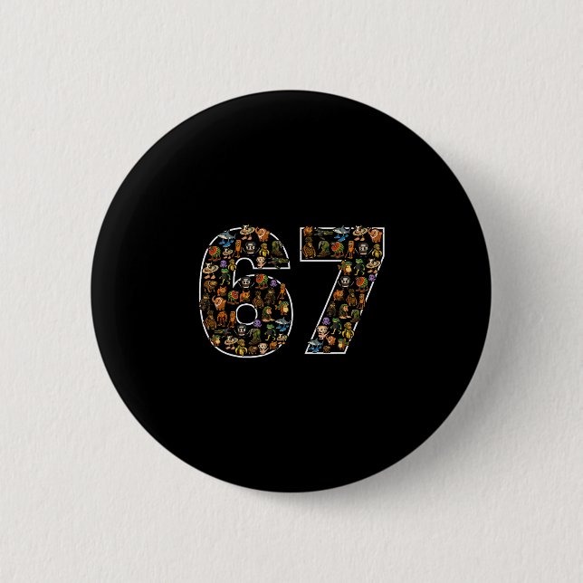Badge Rond 5 Cm 67 Six Seven Italian Brainrot Gen Alpha Mème  (Devant)