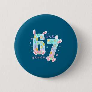 Badge Rond 5 Cm 67 Six Seven Lapin de Pâques Pour Filles Enfants G