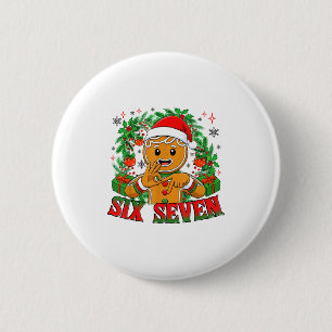 Badge Rond 5 Cm 67 Six Seven Mème Drôle de Noël Signe de la main e