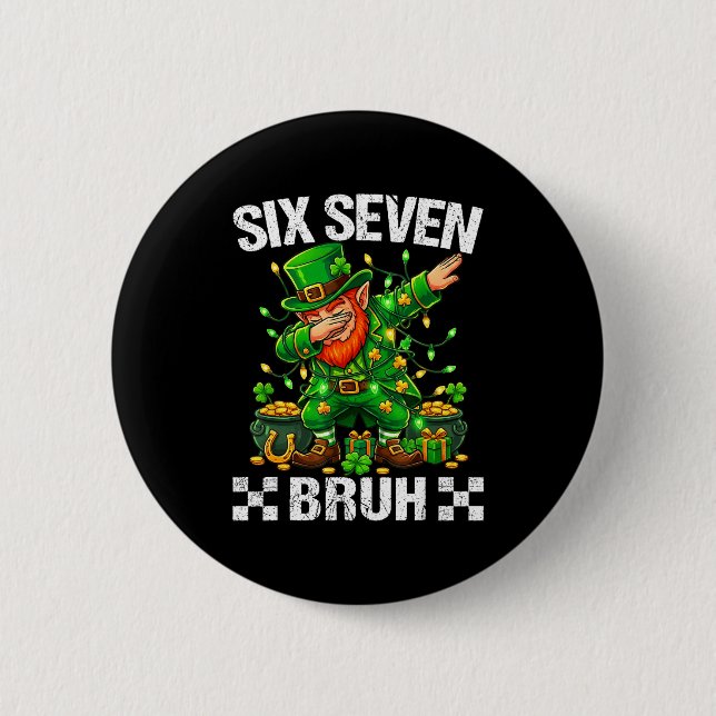 Badge Rond 5 Cm 67 St Patricks Funny Six Seven Meme Leprechaun Boy (Devant)