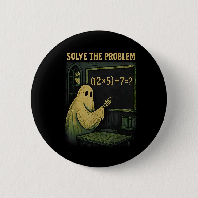 Badge Rond 5 Cm 67 Teacher Halloween Ghost Six Seven Meme Brainrot (Devant)