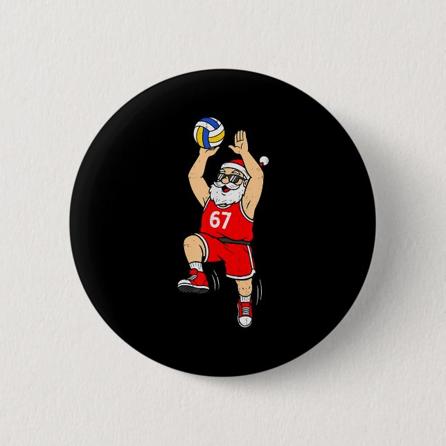 Badge Rond 5 Cm 67 Volleyball Santa Six Seven Meme Christmas Srt M (Devant)