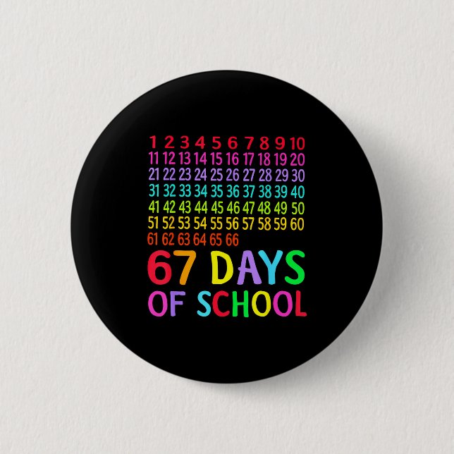 Badge Rond 5 Cm 67th Day Of School Teacher Kids 67 Math Numbers 10 (Devant)