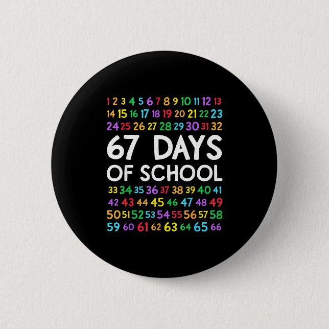 Badge Rond 5 Cm 67th Day Of School Teacher Kids 67 Math Numbers 10 (Devant)