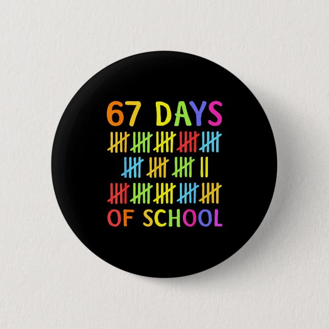 Badge Rond 5 Cm 67th Day Of School Teacher Kids 67 Math Numbers 10 (Devant)
