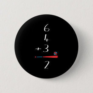 Badge Rond 5 Cm 6 4 3 2 Jouer Double Baseball 