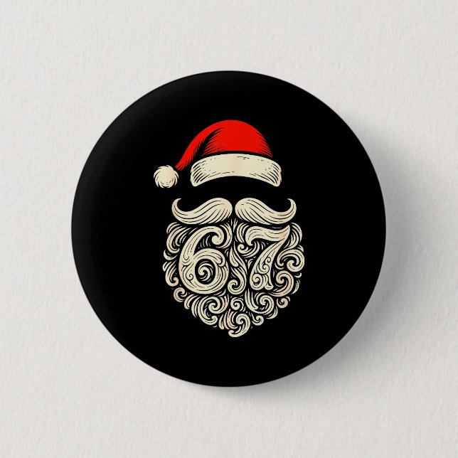 Badge Rond 5 Cm 6 7 Christmas Funny 67 Santa Six Seven Christmas B (Devant)