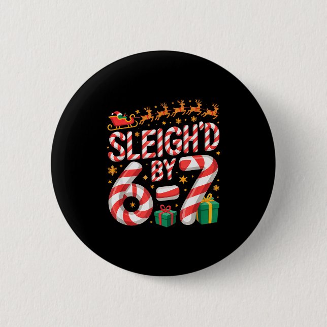 Badge Rond 5 Cm 6-7 Christmas Ugly Sweater Six Seven Xmas 67 Meme  (Devant)