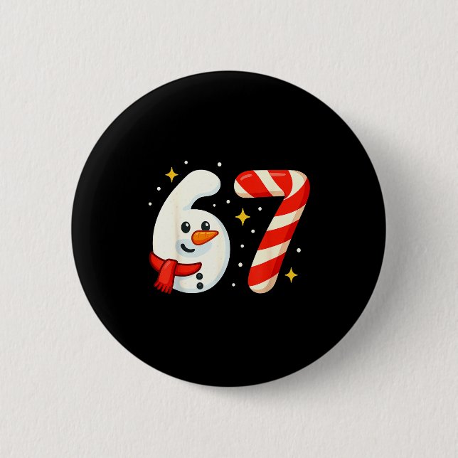 Badge Rond 5 Cm 6 7 Meme Christmas Shirt 67 Six Seven Snowman Boy  (Devant)
