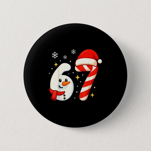 Badge Rond 5 Cm 6 7 Meme Christmas Shirt 67 Six Seven Snowman Boy  (Devant)