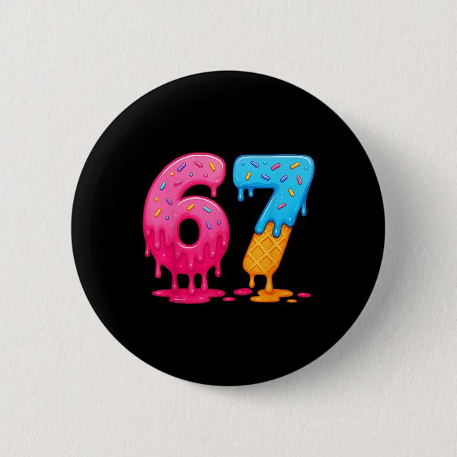 Badge Rond 5 Cm 6 7 Mème Six Sept Goutte de glace  (Devant)