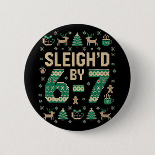 Badge Rond 5 Cm 6-7 Pull Noël Horrible Six Sept Xmas 67 Meme