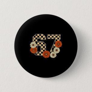 Badge Rond 5 Cm 6 7 Rétro Automne Mème à carreaux Tee Haunted By 6