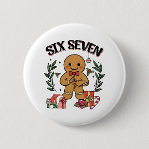 Badge Rond 5 Cm 6 7 Six Seven Main Génération Z Alpha Pain d'épice