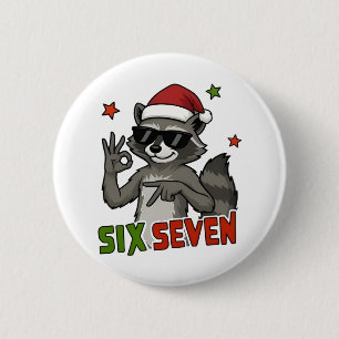 Badge Rond 5 Cm 6 7 Six Seven Main Génération Z Alpha Raton Laveu