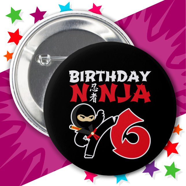 Badge Rond 5 Cm 6 ans Karate Ninja Party Enfants 6e anniversaire (Créateur téléchargé)