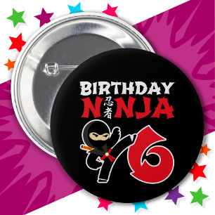 Badge Rond 5 Cm 6 ans Karate Ninja Party Enfants 6e anniversaire
