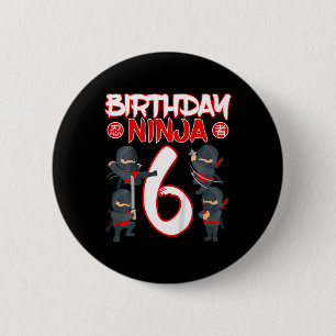 Badge Rond 5 Cm 6 Ans Ninja Anniversaire Fête Arts Martiaux Karat
