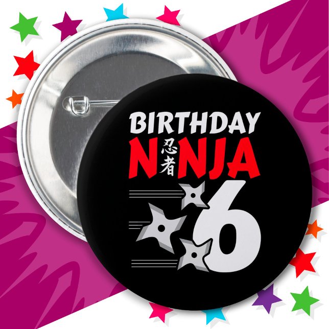 Badge Rond 5 Cm 6 Ans Ninja Party Stars Enfants 6e anniversaire (Créateur téléchargé)