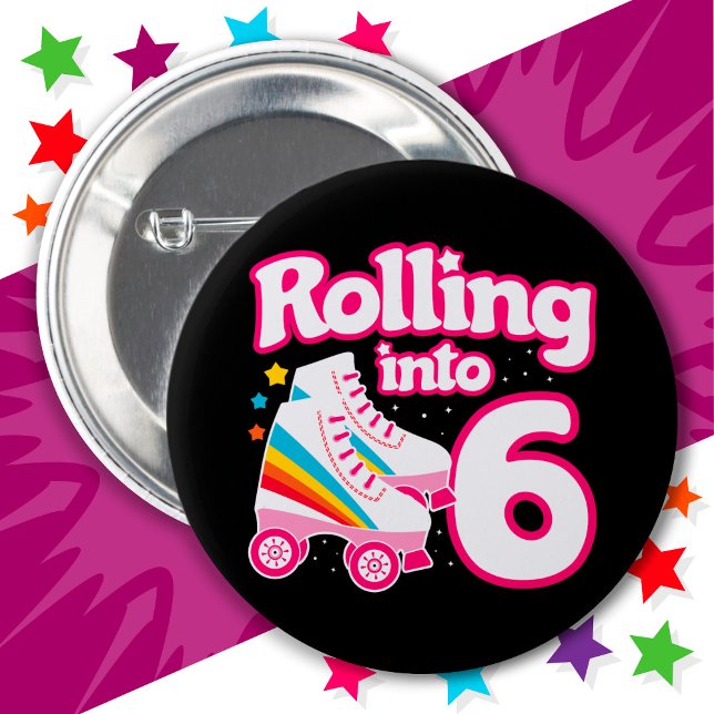 Badge Rond 5 Cm 6e anniversaire Roller Skate 6 ans (Créateur téléchargé)