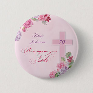 Badge Rond 5 Cm 70e anniversaire de vie religieuse Sœur catholique