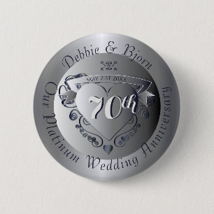 Badge Rond 5 Cm 70e anniversaire du Platinum Heart