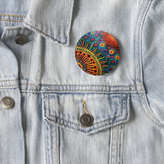 Badge Rond 5 Cm 70s 60s Psychedelic Hippy Retro Hip (En situation)