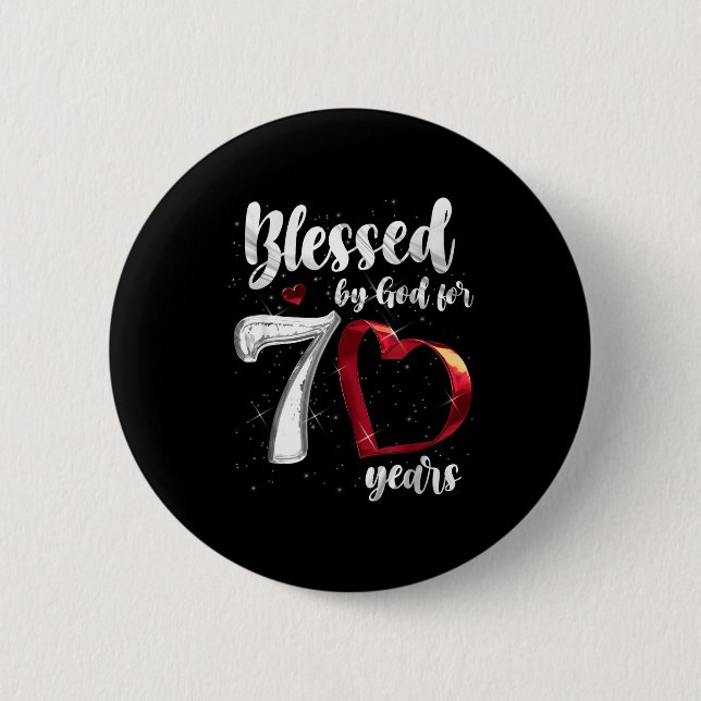 Badge Rond 5 Cm 70th Birthday Blessed By God For 70 Years Birthday (Devant)