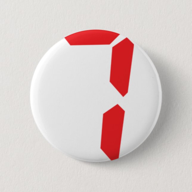 Badge Rond 5 Cm 7 7 réveil rouge numéro numérique (Devant)