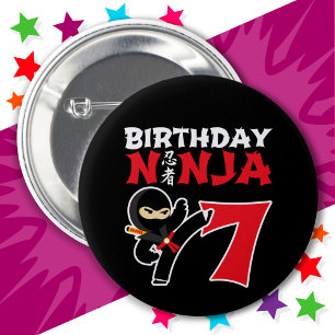 Badge Rond 5 Cm 7 Ans Karate Ninja Party Enfants 7e anniversaire