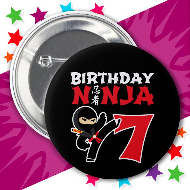 Badge Rond 5 Cm 7 Ans Karate Ninja Party Enfants 7e anniversaire (Créateur téléchargé)