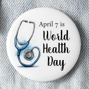 Badge Rond 5 Cm 7 avril Journée mondiale de la santé Stethoscope