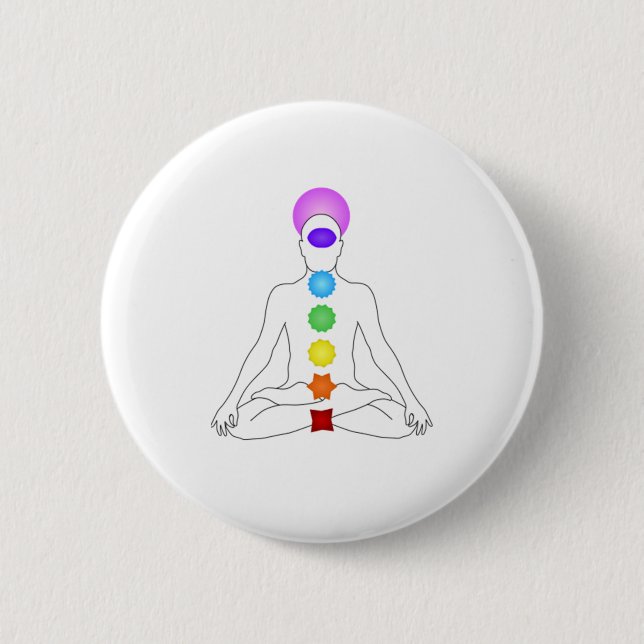 Badge Rond 5 Cm 7 Chakra Méditation Spirituelle Yoga T-shirt (Devant)
