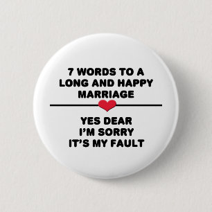 Badge Rond 5 Cm 7 Mots Pour Un Mariage Long Et Heureux