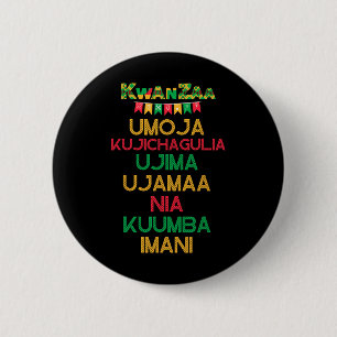 Badge Rond 5 Cm 7 Principes De Kwanzaa Happy Kwanzaa Cand Africain