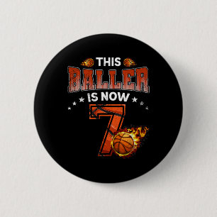 Badge Rond 5 Cm 7e anniversaire Boys Joueur de basket-ball Cadeaux