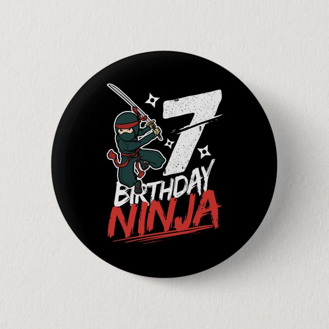 Badge Rond 5 Cm 7e anniversaire Ninja Im 7 ans (Devant)