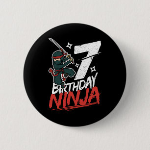 Badge Rond 5 Cm 7e anniversaire Ninja Im 7 ans