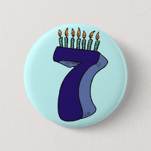 Badge Rond 5 Cm 7ème Bouton de fête d'anniversaire