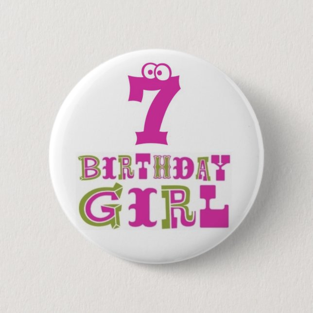 Badge Rond 5 Cm 7ème Insigne de bouton de fille d'anniversaire (Devant)