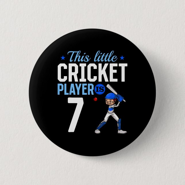 Badge Rond 5 Cm 7th Birthday Cricket Player  (Devant)