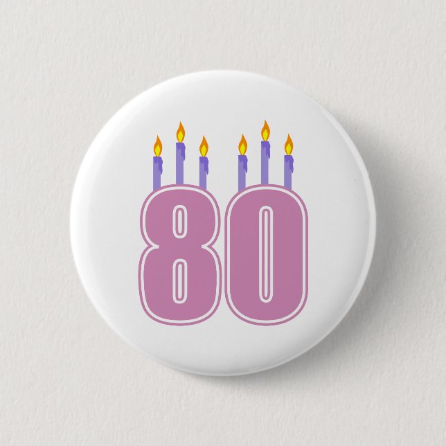 Badge Rond 5 Cm 80 bougies d'anniversaire (rose/pourpre) (Devant)