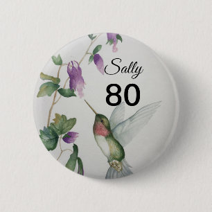 Badge Rond 5 Cm 80e anniversaire Bouton de jardin d'Huumingbird