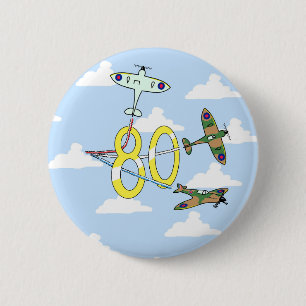 Badge Rond 5 Cm 80e anniversaire de Spitfires (Ciel bleu)