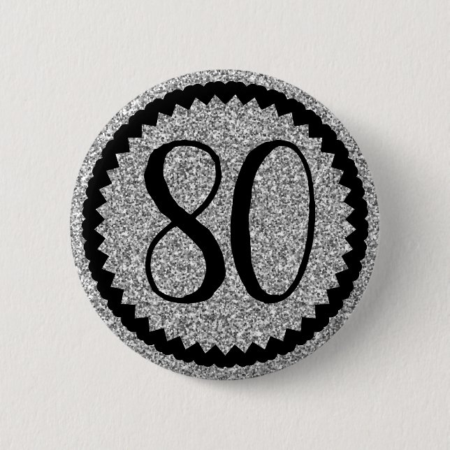 Badge Rond 5 Cm 80e fête d'anniversaire Parties scintillant d'arge (Devant)