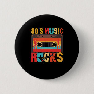 Badge Rond 5 Cm 80s Music Rocks - Vintage Retro Distressed Eightie